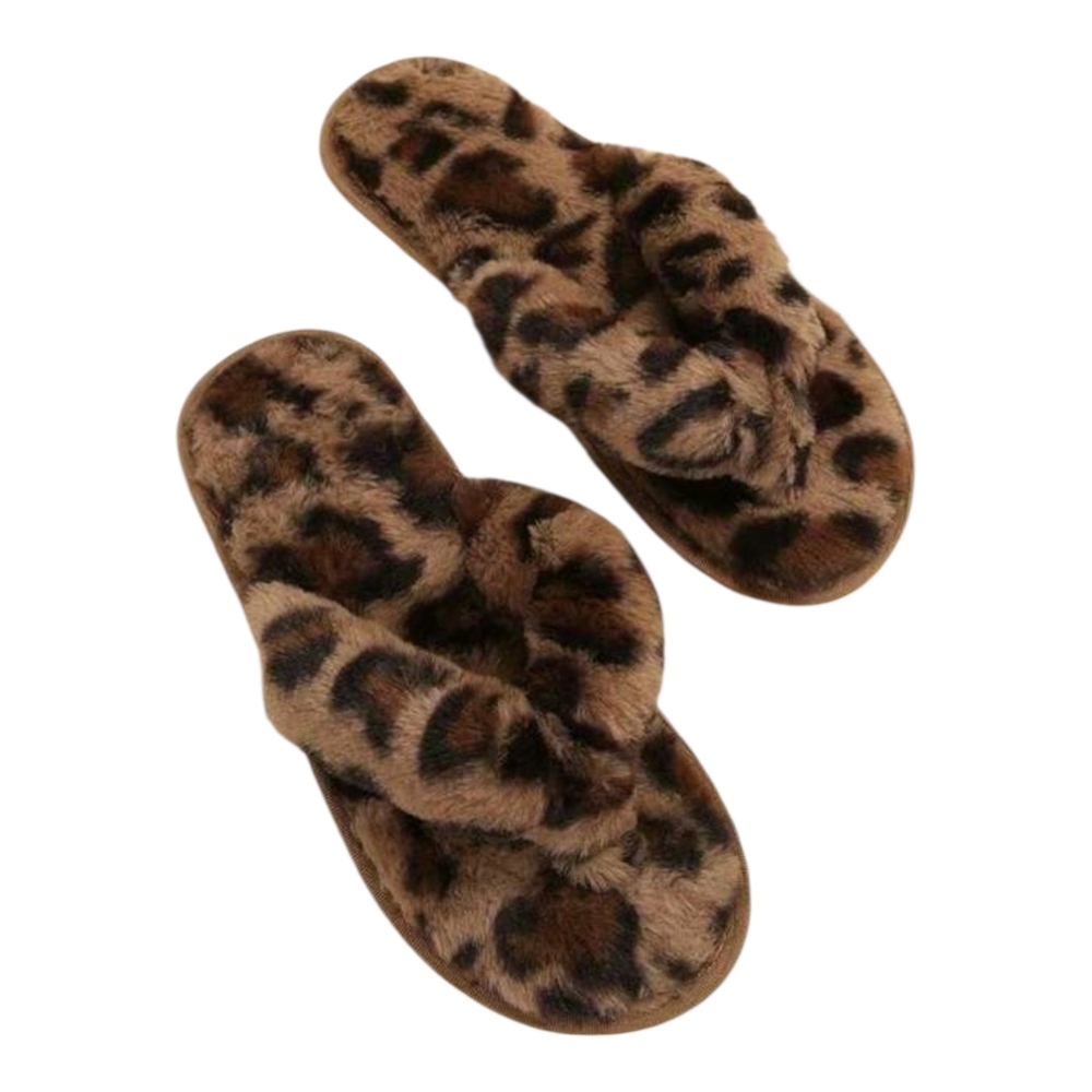 Leopard Print Fuzzy Slippers